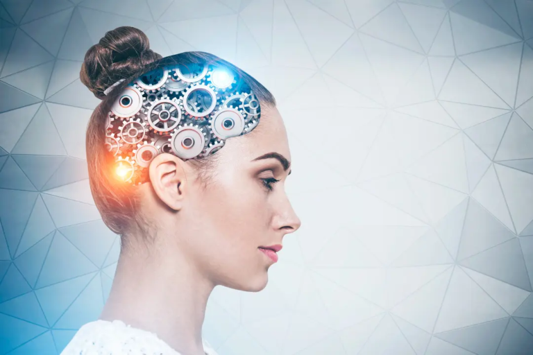 woman with gears in brain signifying neurodivergent brain