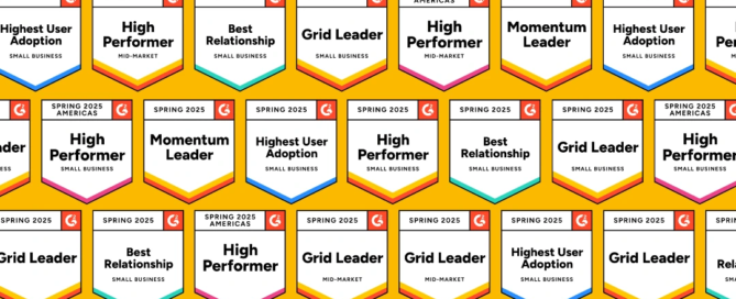 nova Payroll graphic featuring G2 Spring 2025 Reports badge honors, including Grid Leader, High Performer, Momentum Leader, and Best Relationship