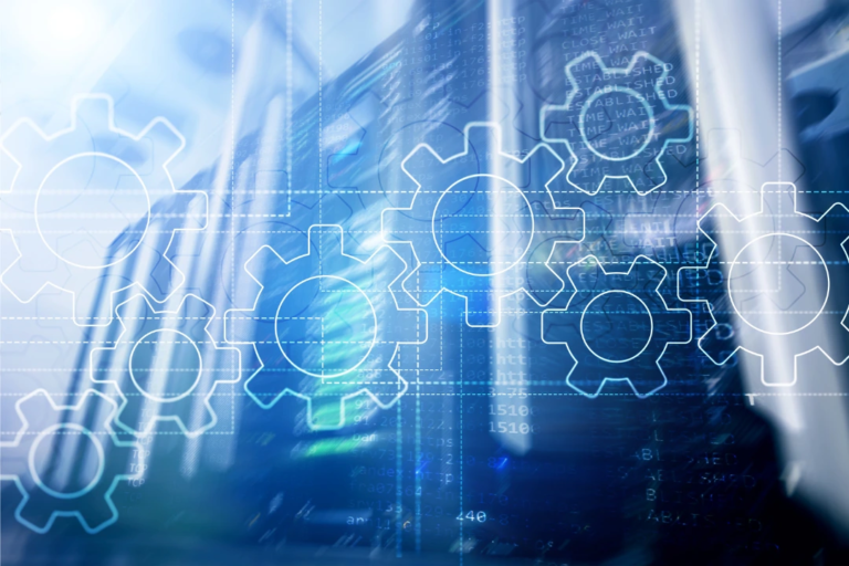 Technology gears symbolizing payroll and OMS integration for improved job costing, labor tracking, and compliance.