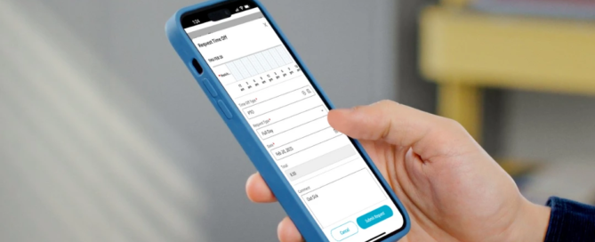 Employee submitting a time-off request via mobile app—showcasing how digital tools help build a PTO policy that’s simple, accessible, and retention-focused.