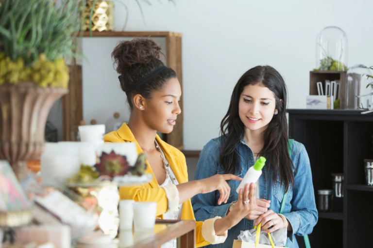 Women looking at items in a store